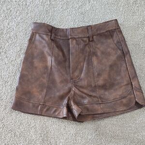 Love Riche High Waist Brown Leather Shorts